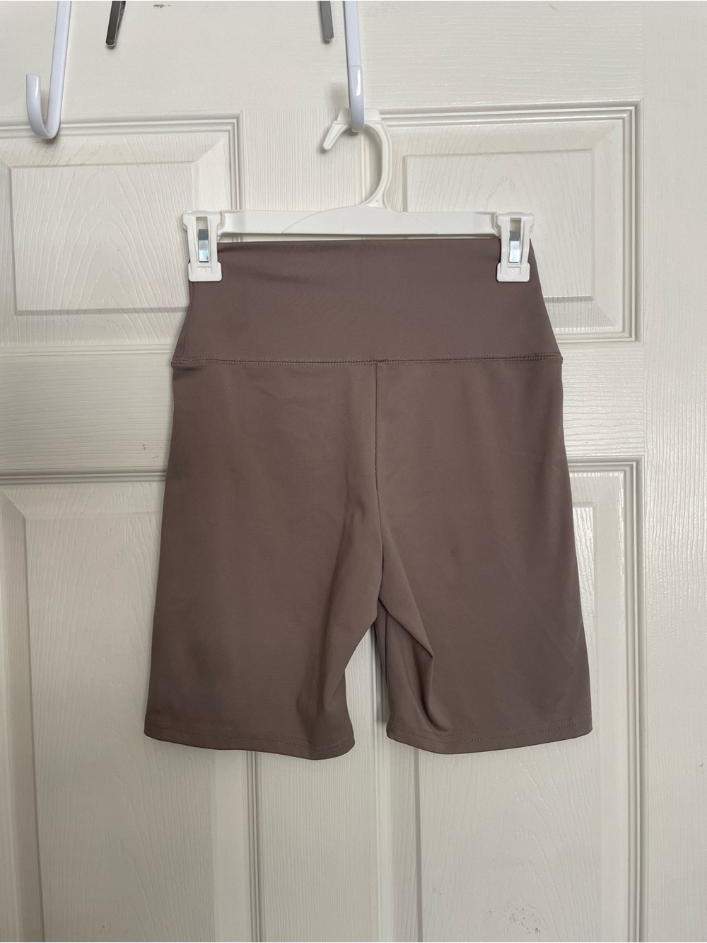 Garage Petite Small High-Waist Bike Shorts in Taupe